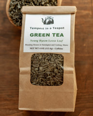 Green Tea - 4 oz loose tea - Young hyson (high quality) tea leaves with a full-bodied, pungent taste and is golden in color.