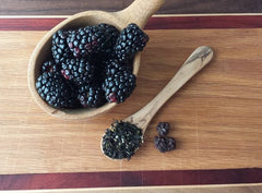 Backyard Blackberry Tea - 4 oz.  Bold morning black tea blended with Maine blackberries!  So smooth.  Ingredients:  Blend of eight black teas, blackberries, blackberry natural flavorings, blackberry leaves and blue mallow flowers.  Enjoy!