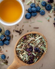 Summer Blueberry Tea - Maine summer in a cup - Tulsi, lemongrass and Maine blueberries.3 oz bag Herbal Tea