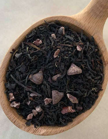 Merry Chocolate Tea - 4 oz whole leaf black tea with chocolate, peppermint and vanilla